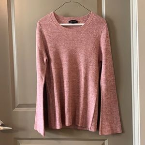 Ann Taylor Bell Sleeve Pink Heather Sweater - L